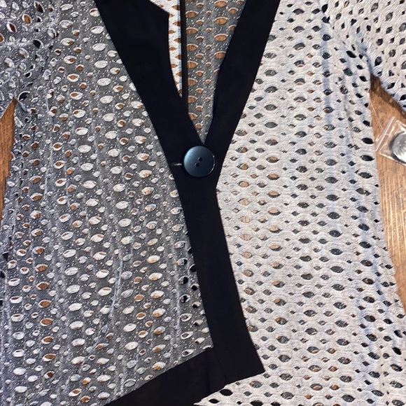 Ali Miles Sheer Button Cardigan Black/Gray/Silver Women’s Size Small - Picture 5 of 9